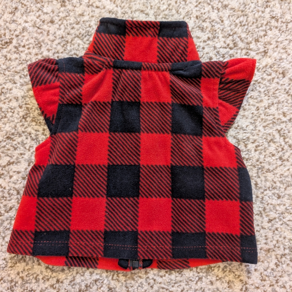 NWOT Carter's Newborn Buffalo Plaid Fleece Sherpa Vest Red Black - Picture 4 of 4